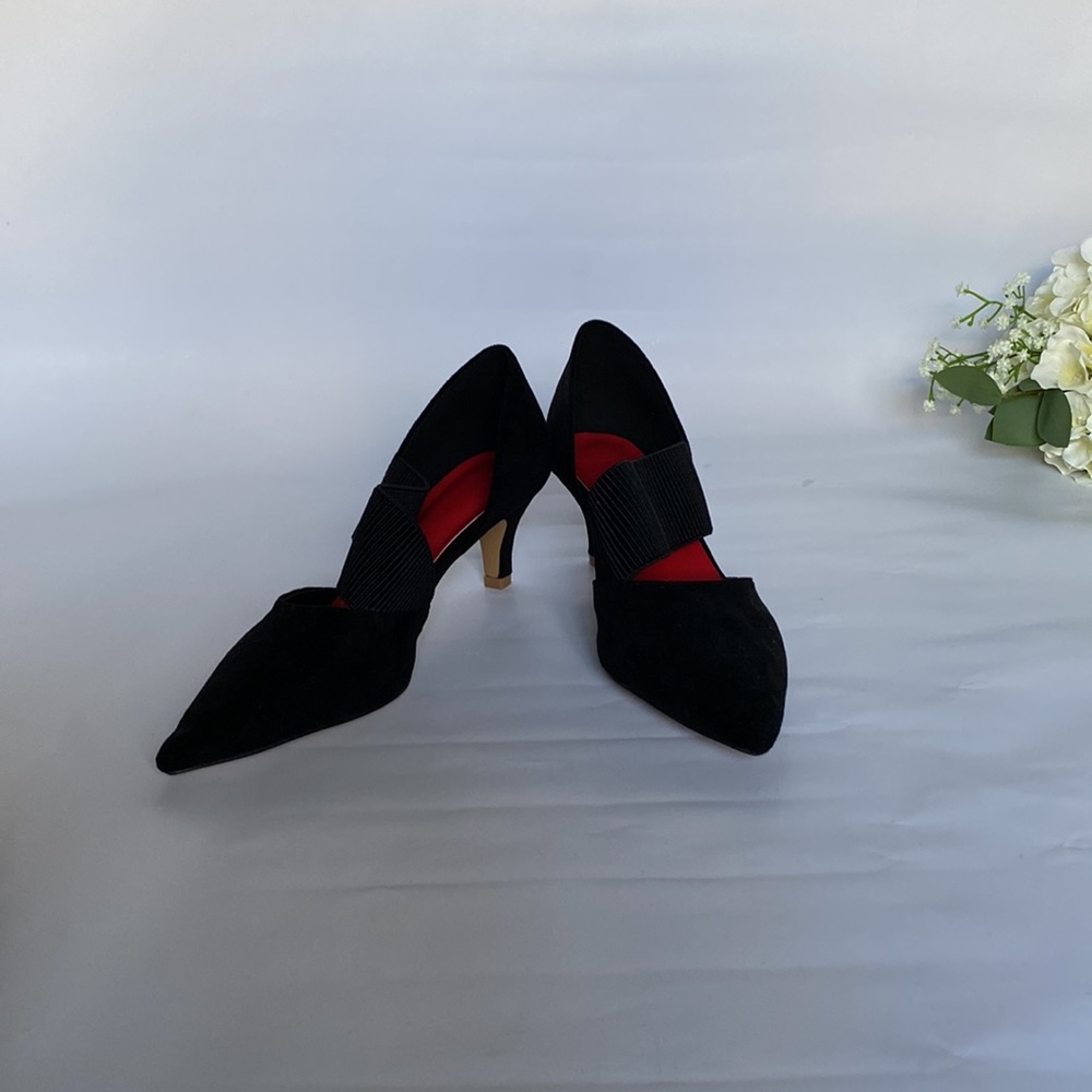SHEIN Black fabric low heels, pumps, court shoes, kitten heels